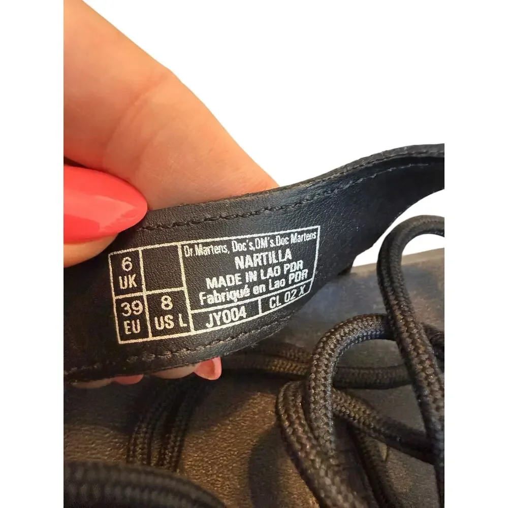 Dr. Martens Nartilla Gladiator Sandals Black Platform Lace-Up Women’s US 8 EU 39